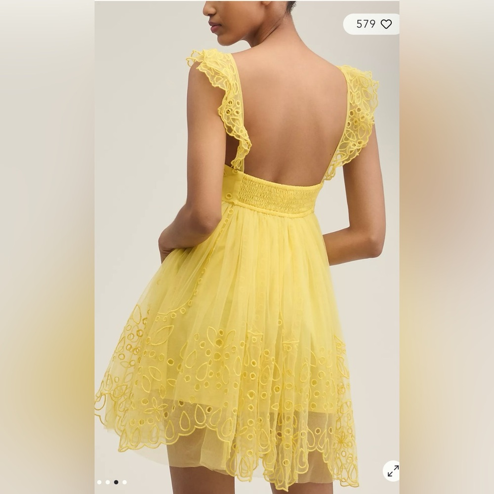 NWT $198 Anthropology Let Me Be Eyelet Tulle Mini Dress - Picture 2 of 5